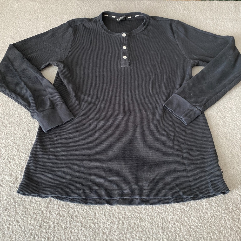 NIKE SB DRI-FIT Long Sleeve Sweater Black Mens Medium Pullover 937978-010 Button